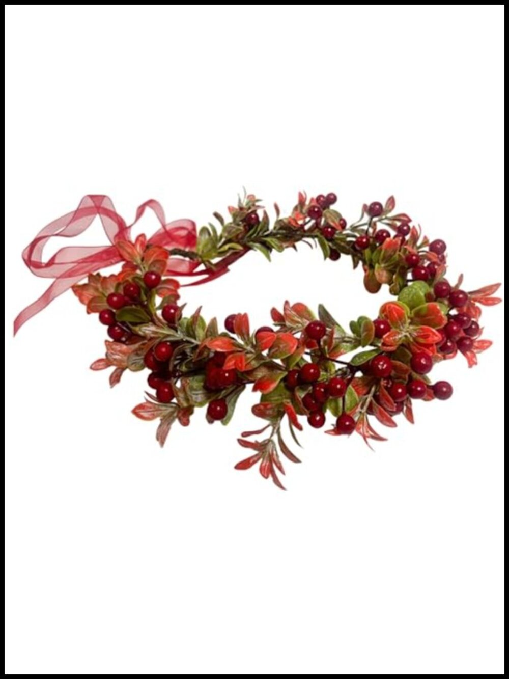 Christmas Flower Crown Floral Wreath Red Berry Pine Cone Headpiece
